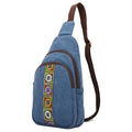 SILKAREA Canvas Sling Bag for Wome Crossbody Purse Small Sling Backpack Purse Travel Hiking Chest Bag Daypack - color: Navy Blue