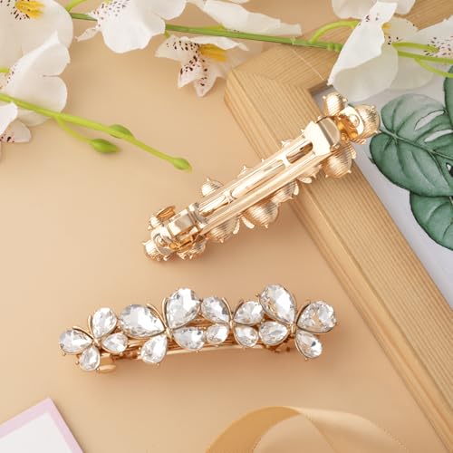Joez Wonderful Rhinestone Hair Clips, Bridal Hair Accessories for Women, Sparkly Crystal Hair Pins, Fancy Hair Barrettes for Wedding, Bride, Long Hair (White Butterfly, 1 Pcs) - color: Butterfly White