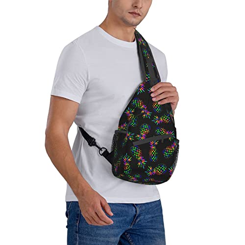 Sling Backpack For Men Hiking Daypack Crossbody Shoulder Bag Travel Chest Pack | Hiking - color: Pineapple