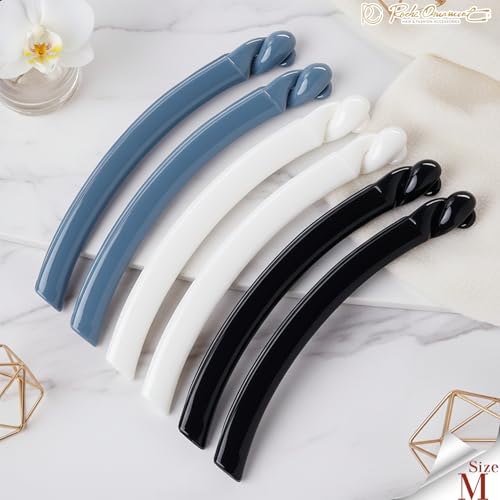 RC ROCHE 6 Pcs Banana Hair Clip Thin Hair Fine Ponytail Maker No Slip Small Claw for Women Secure Grip Jaw Clamp Cute Strong, Medium Coastal Serenity Trio - color: (Medium) Coastal Serenity