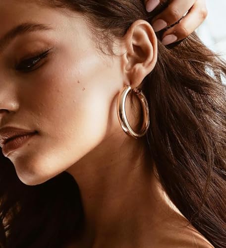 36 Pairs Gold Hoop Earrings Set for Women, Chunky Gold Earrings Multipack, Trendy Silver Hoop Earring Pack Jewelry - color: Style4-gold