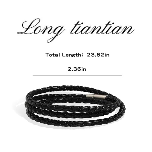Long tiantian Boho Bracelets for Women Western Jewelry for Women Leather Wrap Bracelets Stackable Bangle Western Outfit for Women - color: mens bracelet leather(black)