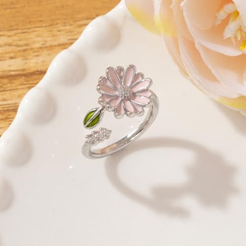 Adjustable Women's Cubic Zirconia Leaf Shaped Ring, 18K Gold-Plated Exquisite Stackable Women's Ring, A Great Gift for Her - color: Q