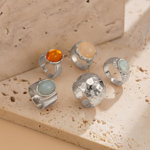Dainty Crystal Gold Knuckle Ring Stackable Set for Women Non Tarnish, Statement Chunky Zircon Silver Midi Finger Thumb Rings Vintage Y2k Party Jewelry Gifts - color: Silver