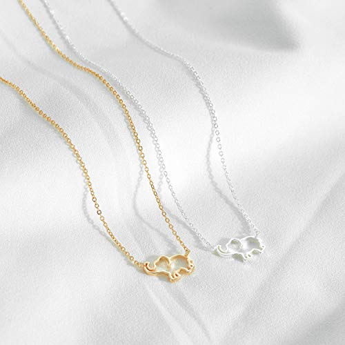 Fettero Animal Necklaces for Women 14K Gold Plated Charm Snake Necklace Elephant Bird Cat Butterfly Pendant Cute Dainty Necklace Jewelry - style: Elephant / Gold