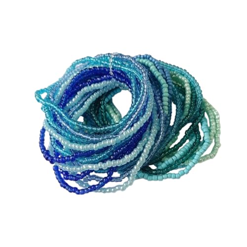 17pcs Bohemian Stackable Multilayer Elastic Bracelets - Handmade Seed Beaded Jewelry for Women & Girls - color: 30Pcs Blue