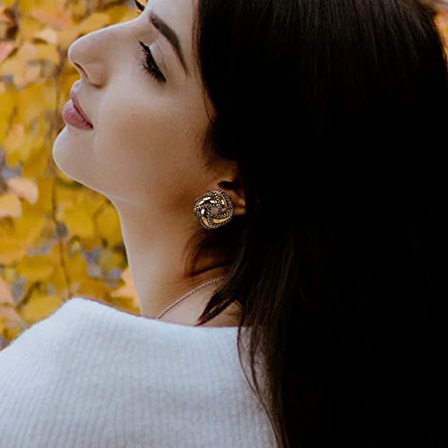 Mytys Two Tone Earrings for Women Gold and Silver Crossover Half Hoop Statement Earring Designer Stud Earrings - color: square Gold & Silver