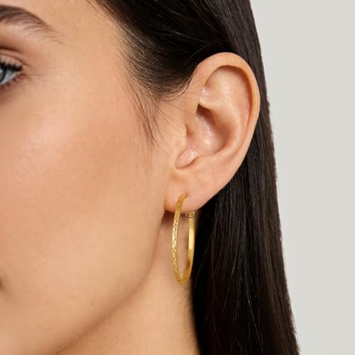Gold Hoop Earrings for Women 14K Gold Plated Hoop Earrings Set, Large Medium Small Hoop Earrings Lightweight Hypoallergenic Huggie Statement Jewelry Gift for Women - color: Gold-C