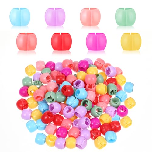 Hair Beads, 100 Pcs Rainbow Mini Hair Clips Braid Clips, Plastic Tiny Hair Claw Clips Cute Candy Colors Hair Decorations Colorful Beads Clip Wear Hair Accessories for Women and Girls (Mixed Colors) - color: Multicolor