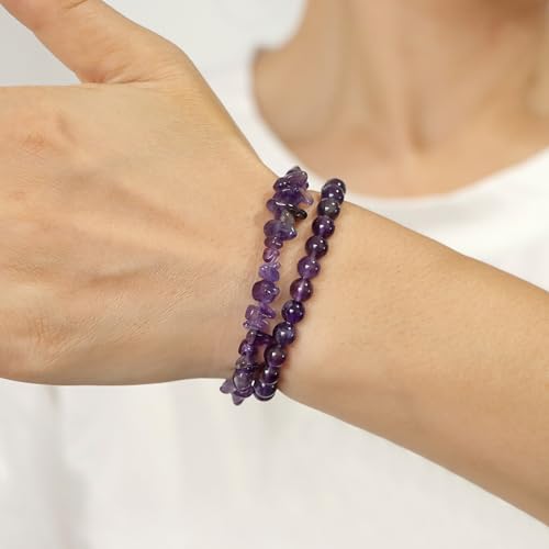 Healing Crystal Bracelets for Women 2 PCS 6mm Natural Stone Bracelet Stretch Crystal Beaded Bracelets Handmade Gemstone Bracelet Jewelry Gifts Christmas Gifts for Women Girls - style: clear quartz