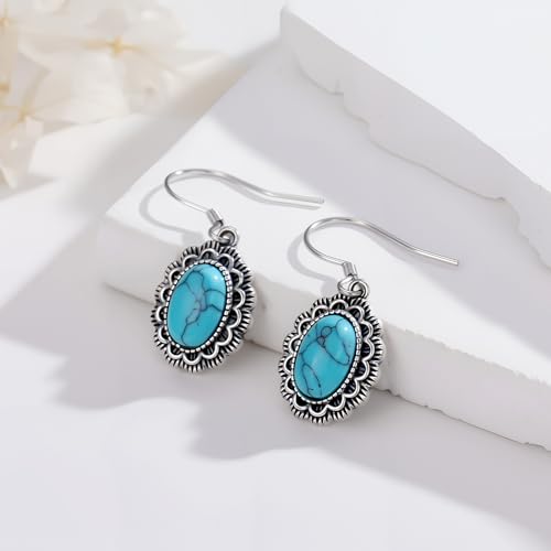Western Earrings for Women 925 Sterling Silver Turquoise Western Country Dangle Drop Earrings Country Jewelry Gifts for Cowgirl Cowboy - style: Turquoise-B