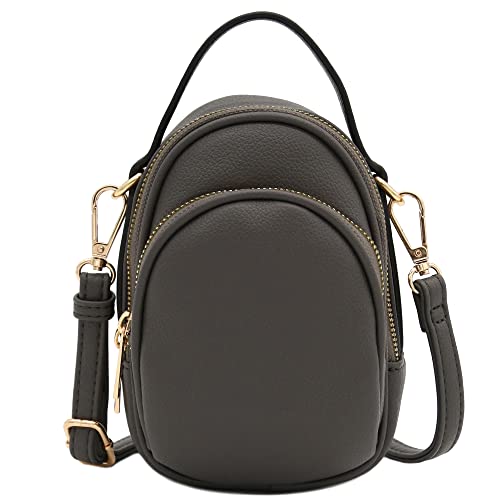FashionPuzzle Two Compartment Mini Crossbody Bag | Two Compartment - color: Dark Grey