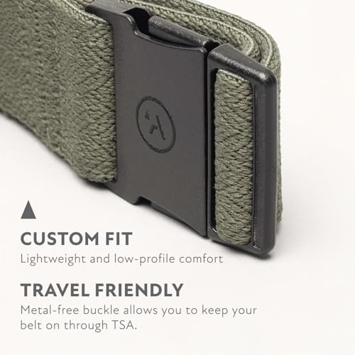 Arcade The Original Slim Unisex Adventure Belt, Narrow Width Elastic Stretch Webbing, Micro Adjust Buckle - color: Ivy Green