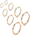 316L Surgical Stainless Steel Huggie Hoop Earrings 6mm 8mm 10mm 11mm 12mm 14mm Hypoallergenic Earrings Hoop Cartilage Helix Lobes Hinged Sleeper Earrings For Men Women - style: "(D6/8/10/12) THK 1.5mm U Rose GOLD"