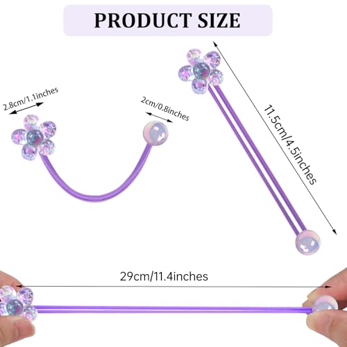 12PCS Ball Charm Hair Ties for Little Girls, Colored Camellia Bead Rubber Band Bubble Hair Ties with Balls No Damage Ponytail Holders for Toddler Girls (Pink, Purple, Blue, Rose Red, Green,Yellow) - color: Pink, Purple, Blue, Rose Red, Green ,Yellow