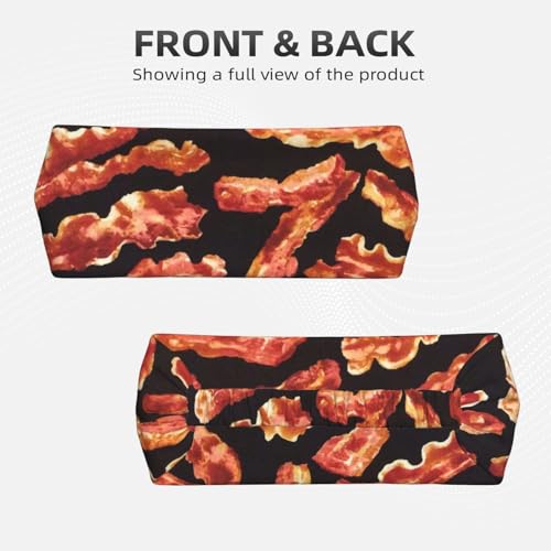 Black and Gold Swirl Liquid Ink Marble Workout Headbands Fashion Sports Sweatbands Yoga Hairbands for Fitness Athletic Non Slip Wicking Headscarf for Men Womens Girls Summer Accessories Elastic Bands - color: Bacon Printing