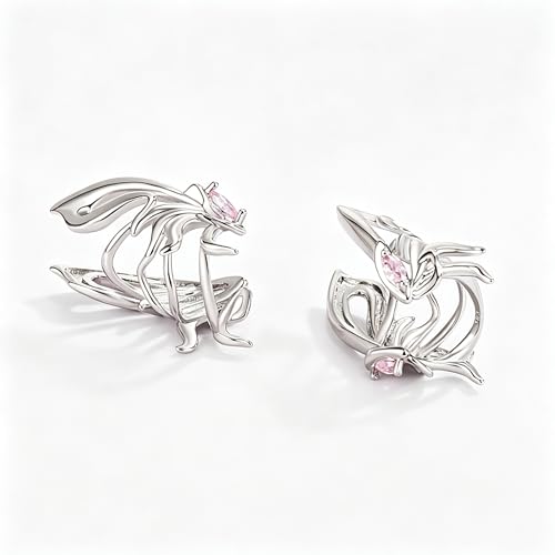 Gold Ear Cuff Earrings for Women Non Piercing 14K Gold Plated/Silver Cuff Clip On Cartilage Hoop Shining Cubic Zirconia Twisted Chain Ear Clip On Earring for Women Chunky Ear Cuffs Earrings - color: Pink-Butterfly