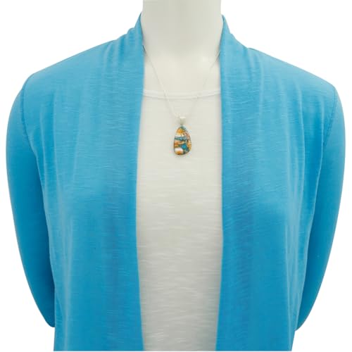 Turquoise Pendant Necklace Sterling Silver 925 (Sterling Silver Pendant with 20" Stainless Chain) - color: Desert Mirage