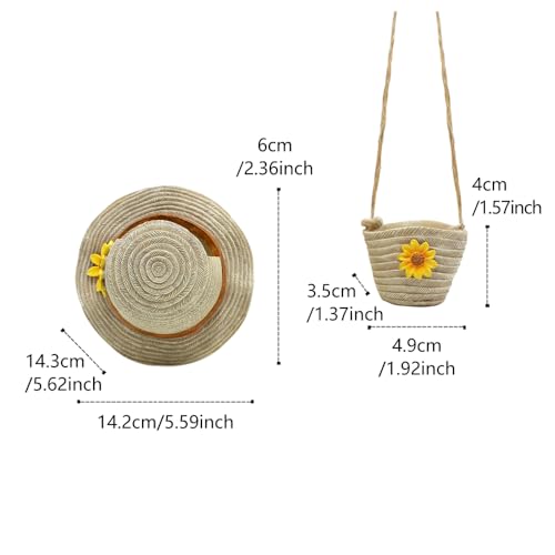 Resin Bag and Straw Hat Succulent Planter,Boho Straw Hat Wall Hanging Flower Pot,Garden Decorative Hanging Flower Pot with Drainage Hole,Plant Container Gift - color: Design-1