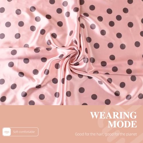 35” Satin Large Square Head Scarves-Like Silk Satin Scarf for Hair Wrapping at Night Bandana Square Scarf for Sleeping - color: Big Polka Point-pink