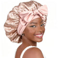 YANIBEST Adjustable Satin Bonnet for Sleeping Women Double Layer Hair Wrap Reduce Friction Prevent Frizz Natural Curly Hair - color: Leopard Pink