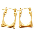 Gold Sculptural Hoop Earrings for Women, 14K Gold Plated Statement Earrings, Lightweight Hypoallergenic Jewelry for Sensitive Ears, Trendy Gift for Her - style: Square