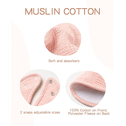 Konssy Muslin Baby Bibs 8 Pack Baby Bandana Drool Bibs Cotton for Unisex Boys and Girls, Soft Absorbent Set for Teething and Drooling - color: Pink