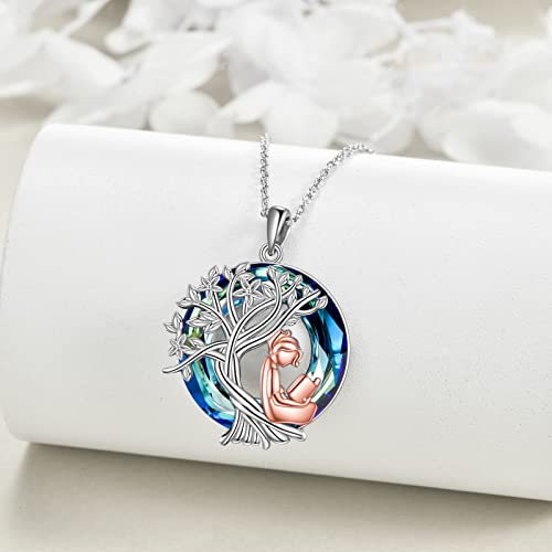 YFN Tree of Life Necklace Sterling Silver Crystal Jewelry Graduation Birthday Gifts for Women - color: Book