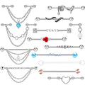 Suotarn 14G Industrial Piercing Jewelry For Women Men Stainless Steel 38 Industrial Barbell Long Cartilage Helix Conch Earrings Stud 14G Gauges Industrial Jewelry Butterfly Heart Cool 7-18pcs - color: Set # 5