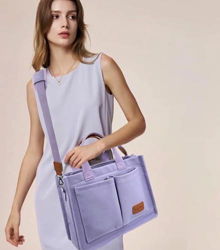 Large Canvas Tote Bag for Women Work Tote Bags with Pockets Laptop Crossbody Purses Everyday Bag Handbags for Travel - color: New Upgraded Heavy-duty Canvas Plus Purple