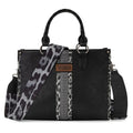 Montana West Wrangler Animal Print Tote Bag for Women Western Purse Boho Top Handle Satchel Handbag - color: Leo Black