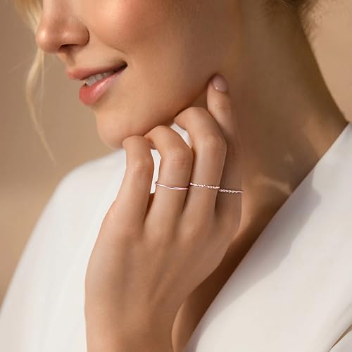 Gokeey Gold Rings for Women Non Tarnish, Dainty 14K Gold Plated Stackable Thin Thumb Ring Set Trendy Pinky Wedding Bands Engagement Rings for Women Size 4 5 6 7 8 9 10 11 - color: Rose Gold, size: 3