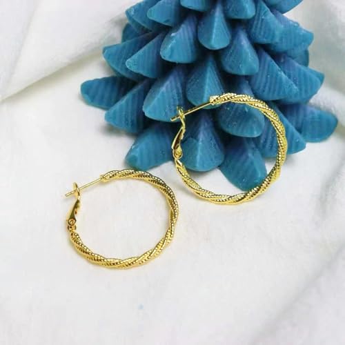 ToHeart Gold Hoop Earrings for Women Twist Hoop Earrings Gold Plated - style: Hoop Earrings L
