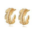 MTMY Gold Ear Cuff Earring for Women 14K Gold Plated Cubic Zirconia Non-Pierced Clip on Cartilage Chunky Ear Cuffs Hypoallergenic Jewelry - style: leaf / pair
