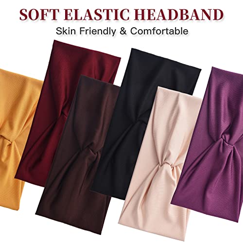 Yeshan 12 Pack Wide Twist Headbands for Women No slip Turban Headband Stretchy Criss Cross Head bands Yoga Workout Sport Hair bands Solid colors Bandana Headbands - color: No9(Mixed 12 pcs)