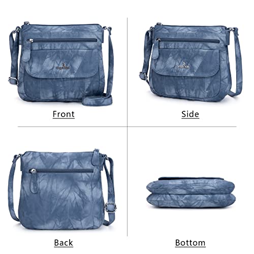 Angelkiss Small Womens Crossbody Bag Leather Shoulder Purse for Women Hobo Bag with Adjustable Shoulder Strap - color: Lake Blue