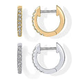 PAVOI Small Gold Hoop Earrings for Women - 14K Gold Plated Huggie Earring | Hypoallergenic Earring Set - Dainty Huggie Hoops with 925 Sterling Silver Posts - Cartilage Hoop Earrings - color: Yellow & White Pack