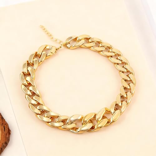 Long tiantian Chunky Gold Necklace Stack Chain Necklaces for Women Statement Layered Paperclip Choker Necklaces Statement Necklace for 80s 90s & Night Out Outfits Paperclip Style Fashion Jewelry - color: A9:890-Gold