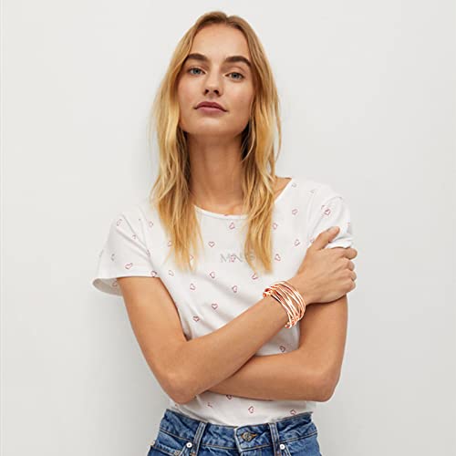 YBMYCM Chunky Gold Cuff Bracelet for Women Gold Line Web Wrist Cuff Bangle Bracelet Fashion Costume Jewelry - color: Rose Gold