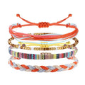 Beach Summer Ankle Bracelet for Women Handmade Braided Adjustable String Anklets Waterproof Surfer Bracelet - color: Orange