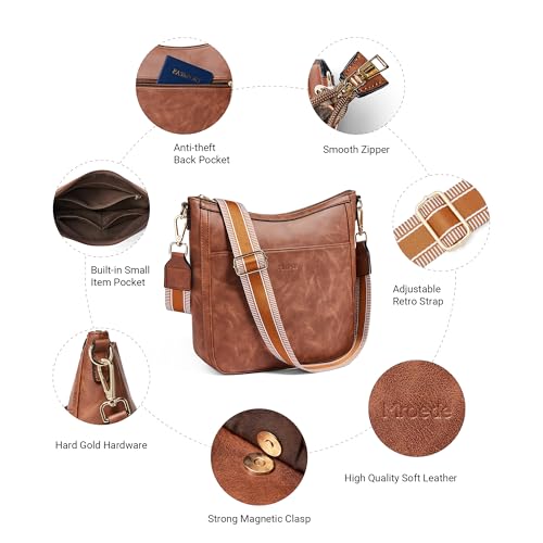 Crossbody Bags for Women Crossbody Purse for Women Vegan Leather Hobo Purses Shoulder Handbags for Daily Travel Work - color: 1-3 Brown
