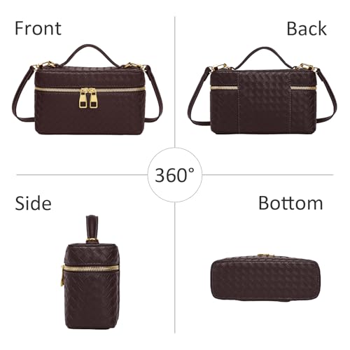 Trendy Shoulder Bags for Women Mini L19 Square Box Satchel Bag Cute PU Leather Crossbody Purse with Adjustable Strap - color: Coffee