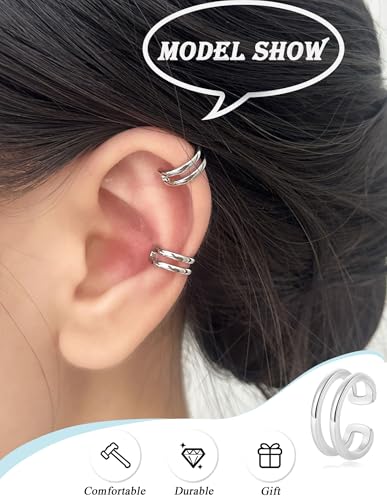 AKEOQI 16 Pcs Ear Cuff Earrings Non Piercing Cubic Zirconia Ear Cuffs for Women Silver Gold Plated Clip on Cartilage Helix Wrap Fake Earrings Jewelry - color: Silver