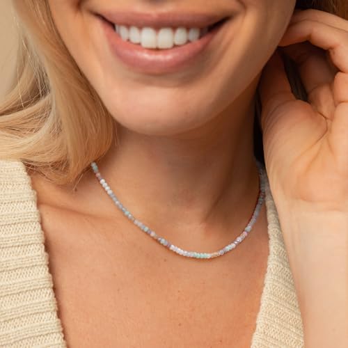 JSJOY Tiny Crystal Beaded Choker Necklaces for Women Colorful Beaded Necklace Dainty Choker Necklaces Simple Boho Jewelry Gifts for Teens Handmade Shining Bead Necklaces Gifts - color: Beige