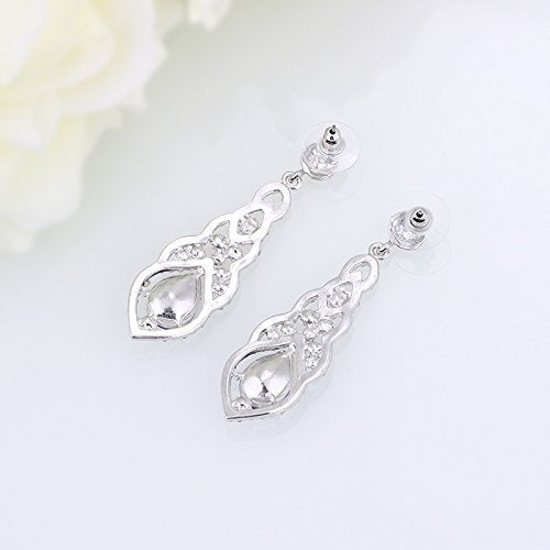 Women's Alloy Teardrop Crystal Chandelier Dangle Earrings - color: D-blue