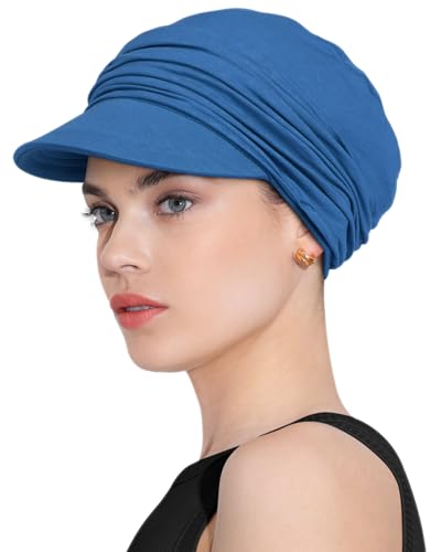 Chemo Headwear Viscose Newsboy Cap for Women Summer Hats - color: Blue