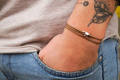 Made by Nami Nautical Rope Bracelet for Men Waterproof & Adjustable Wrap String Bracelets with Snap Hook Gift for Him - color: Coyote Silver