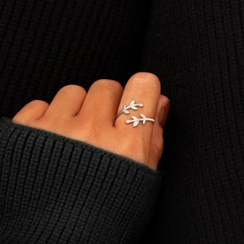 Adjustable Women's Cubic Zirconia Leaf Shaped Ring, 18K Gold-Plated Exquisite Stackable Women's Ring, A Great Gift for Her - color: I