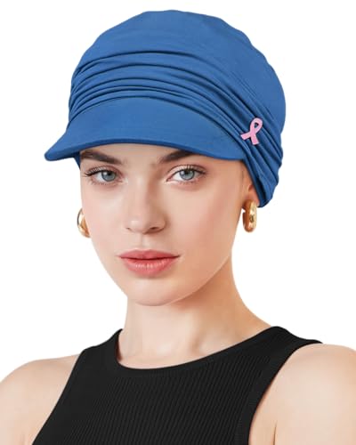 Chemo Headwear Viscose Newsboy Cap for Women Summer Hats - color: Blue