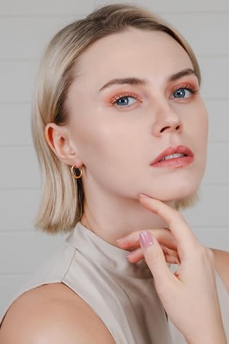 Hoops & Loops 925 Sterling Silver Diamond-Cut Hoop Earrings for Women, 2mm Textured Lightweight Click Top Hoops, 15mm 20mm 25mm 30mm, Silver 14k Yellow Gold & Rose Gold Flash Plated - color: Gold - 15mm (0.59'')